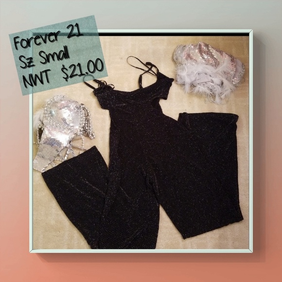 Forever 21 Pants - Forever 21 Black/Silver Jumpsuit Sz S